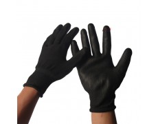 NAVI-Găng tay thun đen phủ PU lòng Đen ( Có viền)